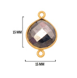 Pyrite Stone Necklace for Jewelry Making - 12mm 15mm 18mm 25mm 30mm Heart Bezel Charms Pendants 24K Gold Plated Over 925 Sterling Silver DIY