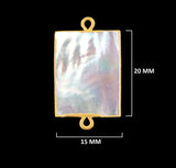 Mother Of Pearl Shell Stone Necklace for Jewelry Making - 10X40mm 15X20mm 8X30mm Rectangle/Bar Bezel Charms Pendants 24K Gold Electroplated