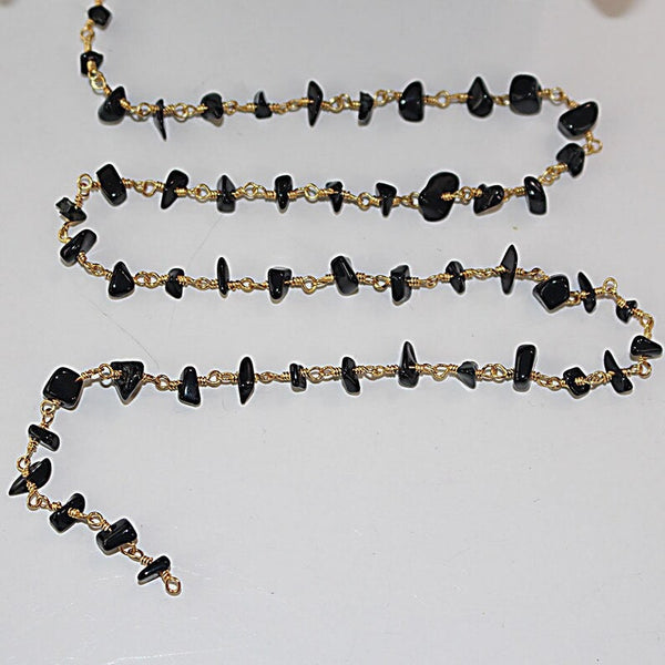 Black Agate Chips Rosary Chain Jewelry