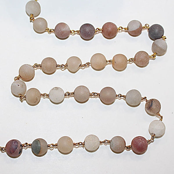 light brown druzy shaded semi-precious gemstone beads black oxidized antique rosary chain for a necklace, earrings, anklet, and bracelet making.