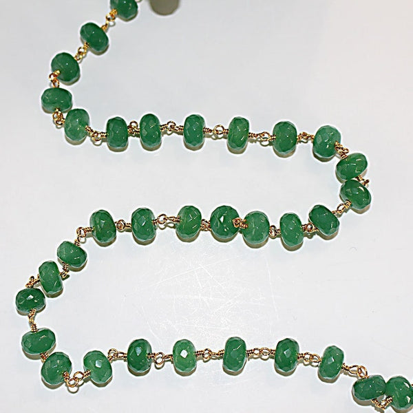 dark green jade semi-precious gemstone beads black oxidized antique rosary chain for a necklace, earrings, anklet, and bracelet making.