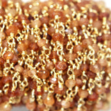 hessonite garnet handmade gemstone bead chain.