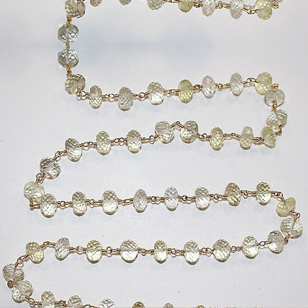 lemon semi-precious gemstone beads black oxidized antique rosary chain for a necklace, earrings, anklet, and bracelet making.