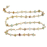 Aquamarine beaded chain, gold plated, faceted beads, jewelry making supplies