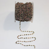 multi tourmaline natural semi-precious gemstone beads 24k gold plated over silver rosary chain for a necklace, earrings, anklet, and bracelet making.