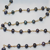 purple freshwater pearl semi-precious gemstone beads black oxidized antique rosary chain for a necklace, earrings, anklet, and bracelet making.