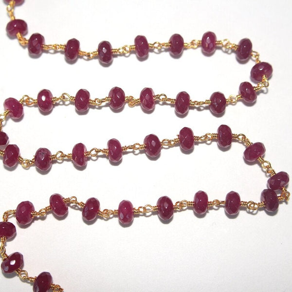 dark ruby jade semi-precious gemstone beads black oxidized antique rosary chain for a necklace, earrings, anklet, and bracelet making.
