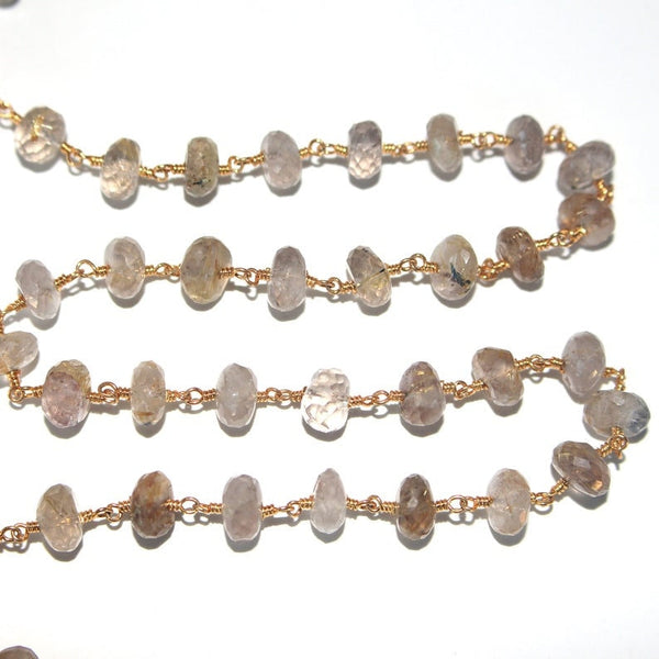 black rutilated semi-precious gemstone beads black oxidized antique rosary chain for a necklace, earrings, anklet, and bracelet making.