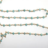 silverite green emerald natural semi-precious gemstone beads 24k gold plated over silver rosary chain for a necklace, earrings, anklet, and bracelet making.