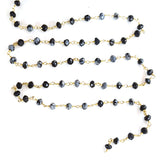 snowflake natural semi-precious gemstone beads 24k gold plated over silver rosary chain for a necklace, earrings, anklet, and bracelet making.