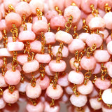 pink opal green faceted 3-4mm, 4-5mm, 5-6mm bead rosary chain.
