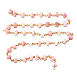 pink opal green handmade gemstone bead chain.