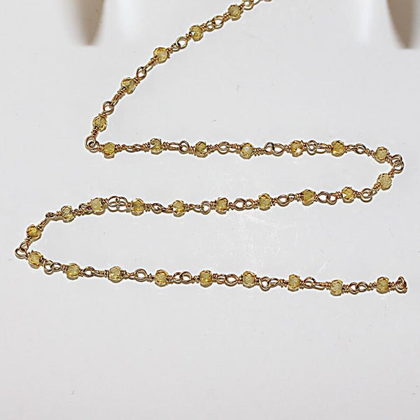 zircon lemon natural semi-precious gemstone beads 24k gold plated over silver rosary chain for a necklace, earrings, anklet, and bracelet making.