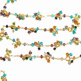 dark multi color mystic gemstone bead chain 24k gold plated over silver, women jewelry making necklaces, earrings, and bracelets bead chain.
