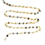 Multi Color Pyrite quartz gemstone bead chain 24k gold plated over silver, women jewelry making necklaces, earrings, and bracelets bead chain.