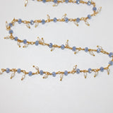 blue chalcedony mystic quartz gemstone bead chain 24k gold plated over silver, women jewelry making necklaces, earrings, and bracelets bead chain.