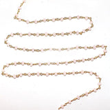 pink chalcedony quartz gemstone bead chain 24k gold plated over silver, women jewelry making necklaces, earrings, and bracelets bead chain.
