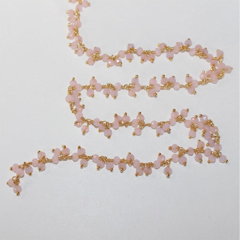 pink chalcedony quartz gemstone bead chain silver, women jewelry making necklaces, earrings, and bracelets bead chain.