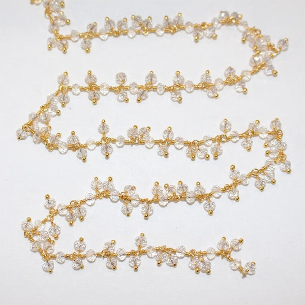 clear quartz gemstone bead chain silver, women jewelry making necklaces, earrings, and bracelets bead chain.