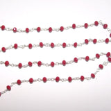 dark coral quartz gemstone bead chain silver, women jewelry making necklaces, earrings, and bracelets bead chain.