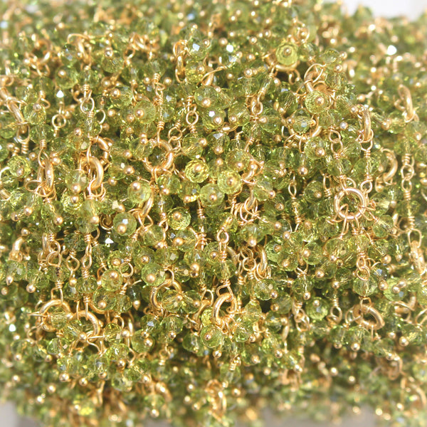 peridot gemstone bead chain 24k gold plated over silver, women jewelry making necklaces, earrings, and bracelets bead chain.