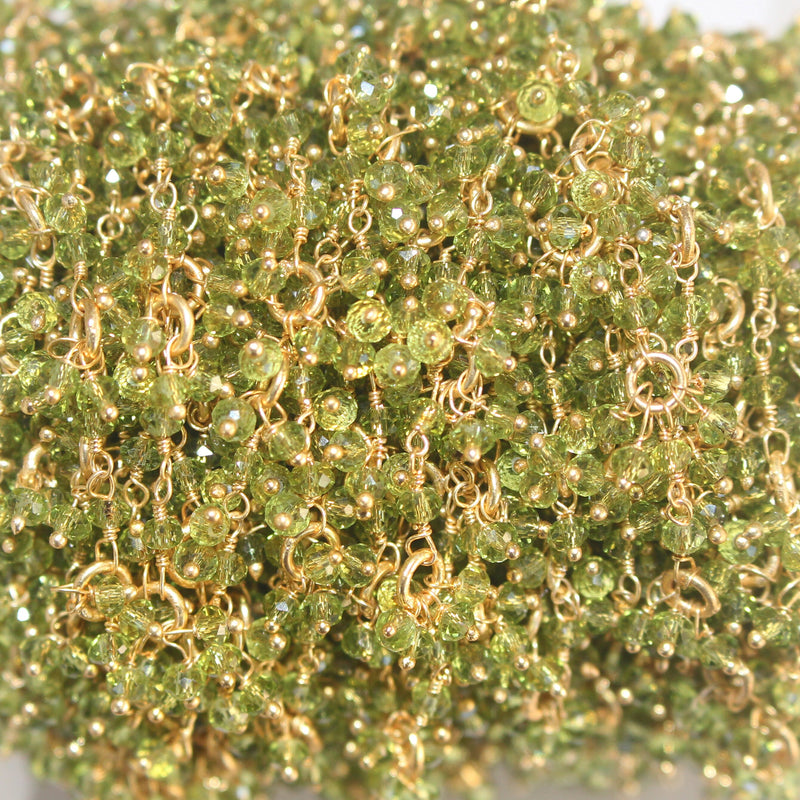 peridot gemstone bead chain 24k gold plated over silver, women jewelry making necklaces, earrings, and bracelets bead chain.