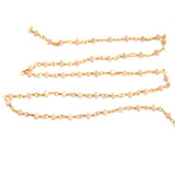 pink opal quartz gemstone bead chain 24k gold plated over silver, women jewelry making necklaces, earrings, and bracelets bead chain.