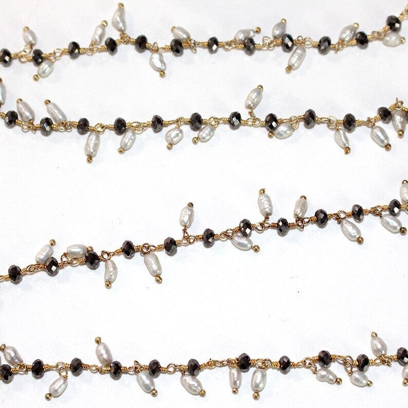 dark brown pyrite quartz gemstone bead chain 24k gold plated over silver, women jewelry making necklaces, earrings, and bracelets bead chain.
