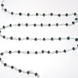 pyrite black quartz gemstone bead chain silver, women jewelry making necklaces, earrings, and bracelets bead chain.