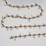 pyrite quartz gemstone bead chain 24k gold plated over silver, women jewelry making necklaces, earrings, and bracelets bead chain.