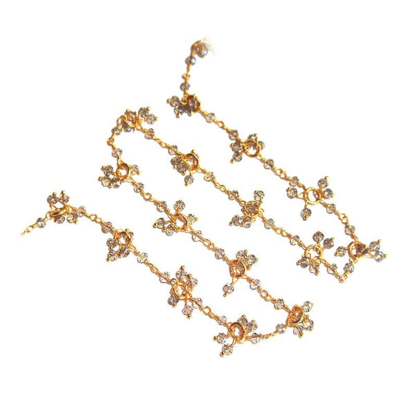 smoky gemstone bead chain 24k gold plated over silver, women jewelry making necklaces, earrings, and bracelets bead chain.