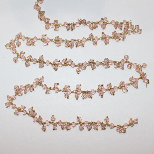 rose quartz gemstone bead chain silver, women jewelry making necklaces, earrings, and bracelets bead chain.
