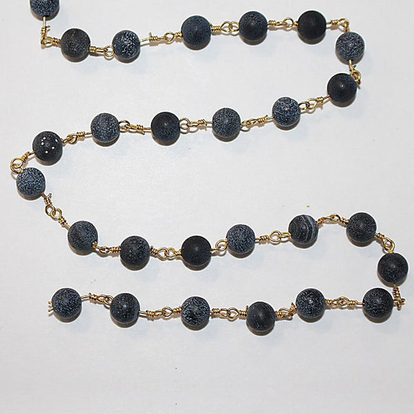 Black Matte Chips Rosary Chain Jewelry
