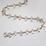 clear quartz semi-precious gemstone beads black oxidized antique rosary chain for a necklace, earrings, anklet, and bracelet making.
