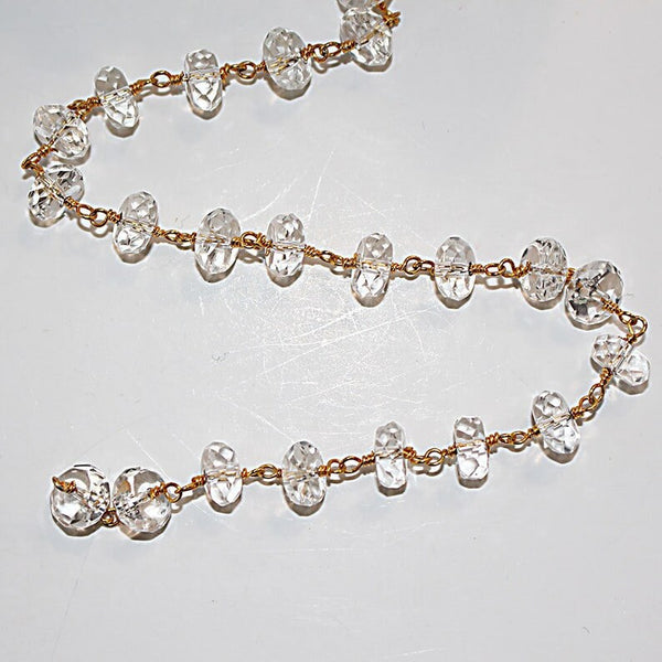 clear quartz semi-precious gemstone beads black oxidized antique rosary chain for a necklace, earrings, anklet, and bracelet making.