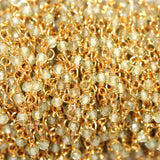 peridot natural semi-precious gemstone beads 24k gold plated over silver rosary chain for a necklace, earrings, anklet, and bracelet making.