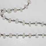 rainbow moonstone semi-precious gemstone beads black oxidized antique rosary chain for a necklace, earrings, anklet, and bracelet making.