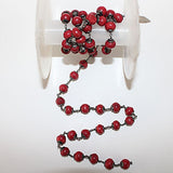 wooden beads red birthstone month July, zodiac sign Virgo.