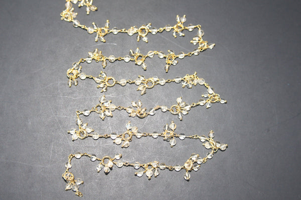 clear quartz gemstone bead chain 24k gold plated over silver, women jewelry making necklaces, earrings, and bracelets bead chain.