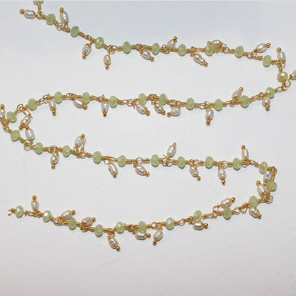 green chalcedony mystic quartz gemstone bead chain 24k gold plated over silver, women jewelry making necklaces, earrings, and bracelets bead chain.