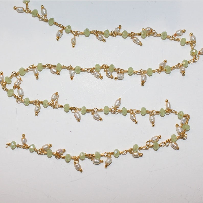 green chalcedony mystic quartz gemstone bead chain 24k gold plated over silver, women jewelry making necklaces, earrings, and bracelets bead chain.