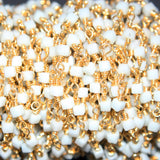 sky blue quartz gemstone bead chain 24k gold plated over silver, women jewelry making necklaces, earrings, and bracelets bead chain.