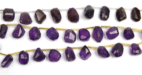 Natural Amethyst Faceted Tumble Beads – AAA Purple Gemstone Strand, 122ct | February Birthstone