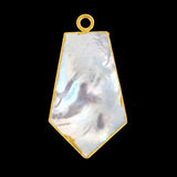 Mother Of Pearl Shell Stone Necklace for Jewelry Making - 15X25mm Tie Bezel Charms Pendants 24K Gold Electroplated Chakra DIY