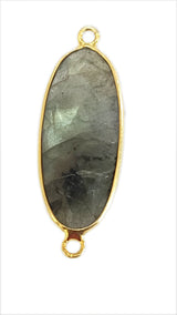 Labradorite Oval Pendant - Boho Chic Gemstone Necklace with 24kt Gold Elegance