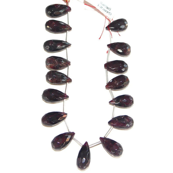 Faceted Garnet Teardrop Bead Strand, DIY Jewelry Making