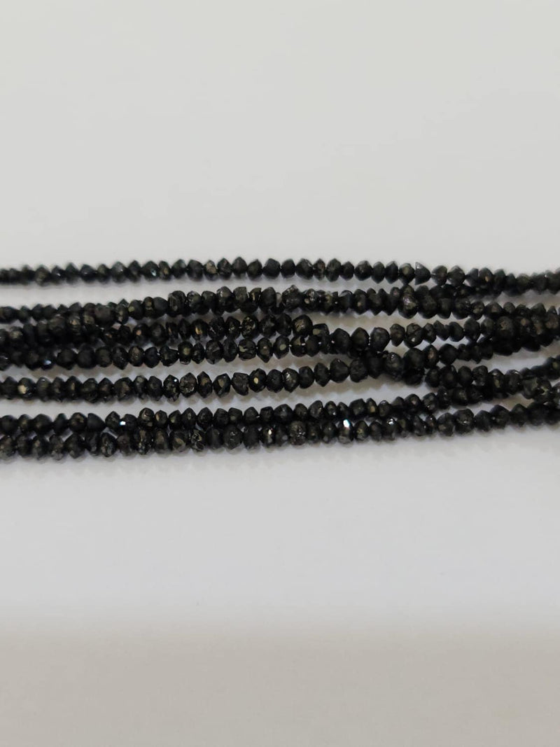 Black Diamond Faceted Rondelle 4 Inch Bead Strand & 2 Carats Natural Precious Gemstone Perfect For Jewelry Making Necklace, Earrings Rings