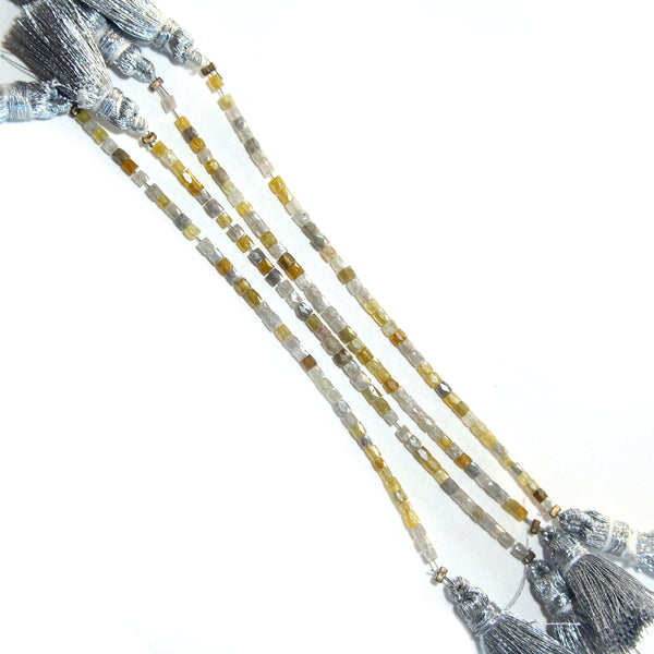 Multi Green Diamond natural precious gemstone bead strands, cube shaped 4-inch long bead strand, faceted bead handmade gemstone bead strand 5.12 Carat, women jewelry making necklaces, earrings, and bracelets bead strands.