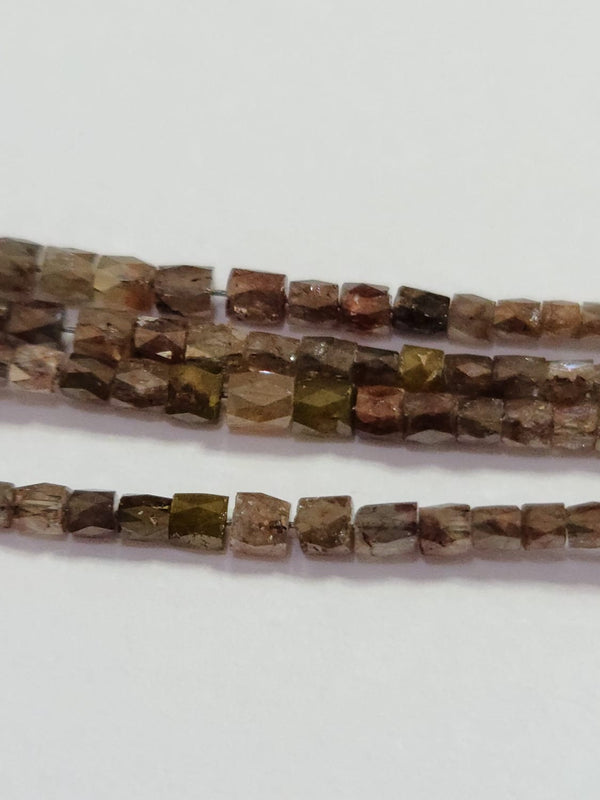 Red Diamond natural precious gemstone bead strands, cube shaped 4-inch long bead strand, faceted bead handmade gemstone bead strand 2.13 Carat, women jewelry making necklaces, earrings, and bracelets bead strands.