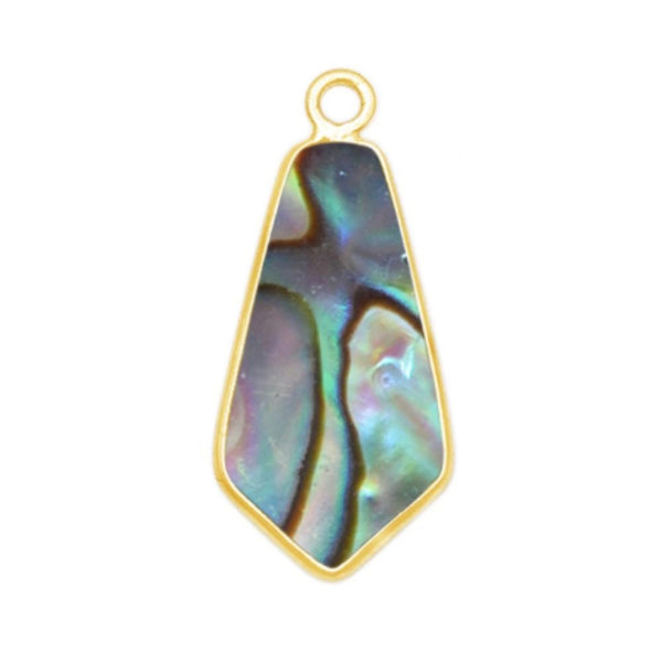 Abalone Shell Stone Necklace for Jewelry Making - 15X25mm Tie Bezel Charms Pendants 24K Gold Electroplated Chakra DIY